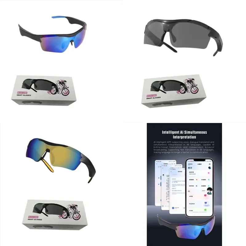 GM6 AI Smart Glasses Real-time Multilingual Translation IPX5 Waterproof Multifunctional Smart Eyeglasses
