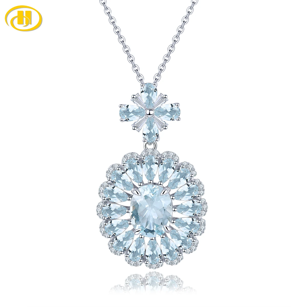 

Natural Aquamarine Sterling Silver Pendants 5.8 Carats Light Blue Gemstone Women Luxury Fine Jewelrys S925 Design