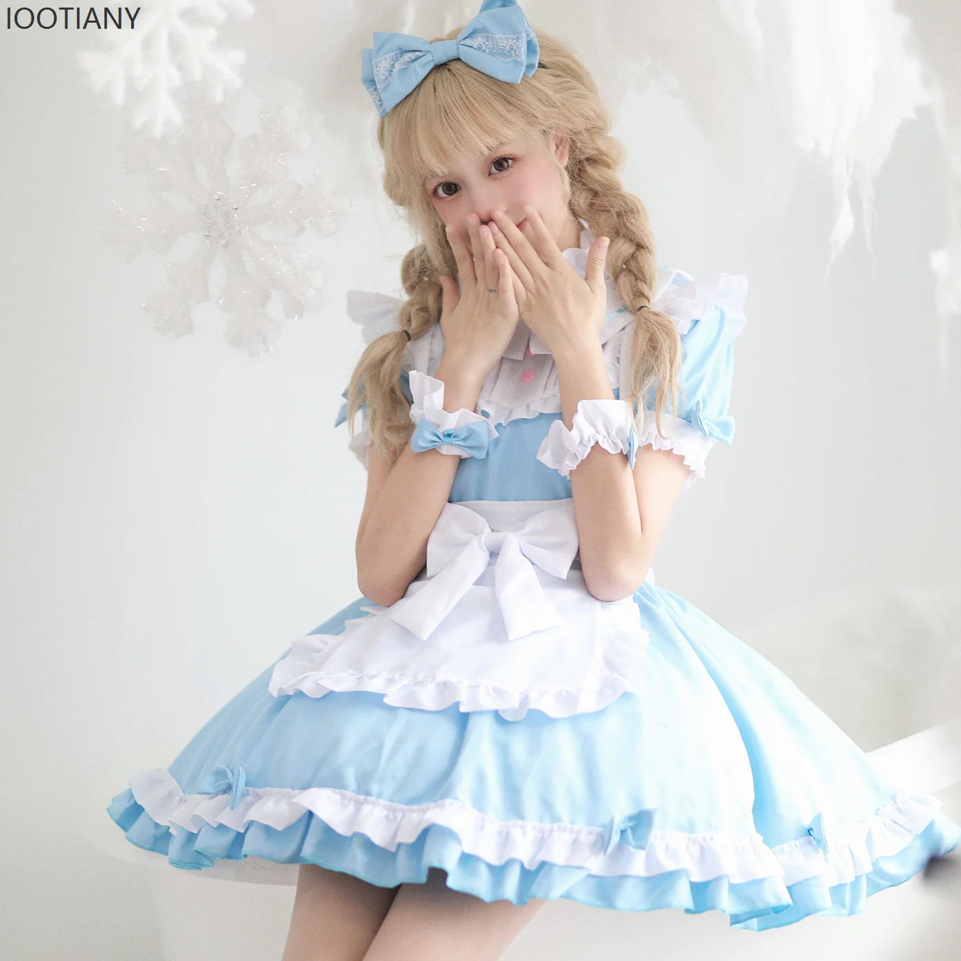

Halloween Cosplay Costume Alice Maid Outfit Blue Dress Holiday Party Stage Performance Costume Detachable Sleeves Suit New 2025