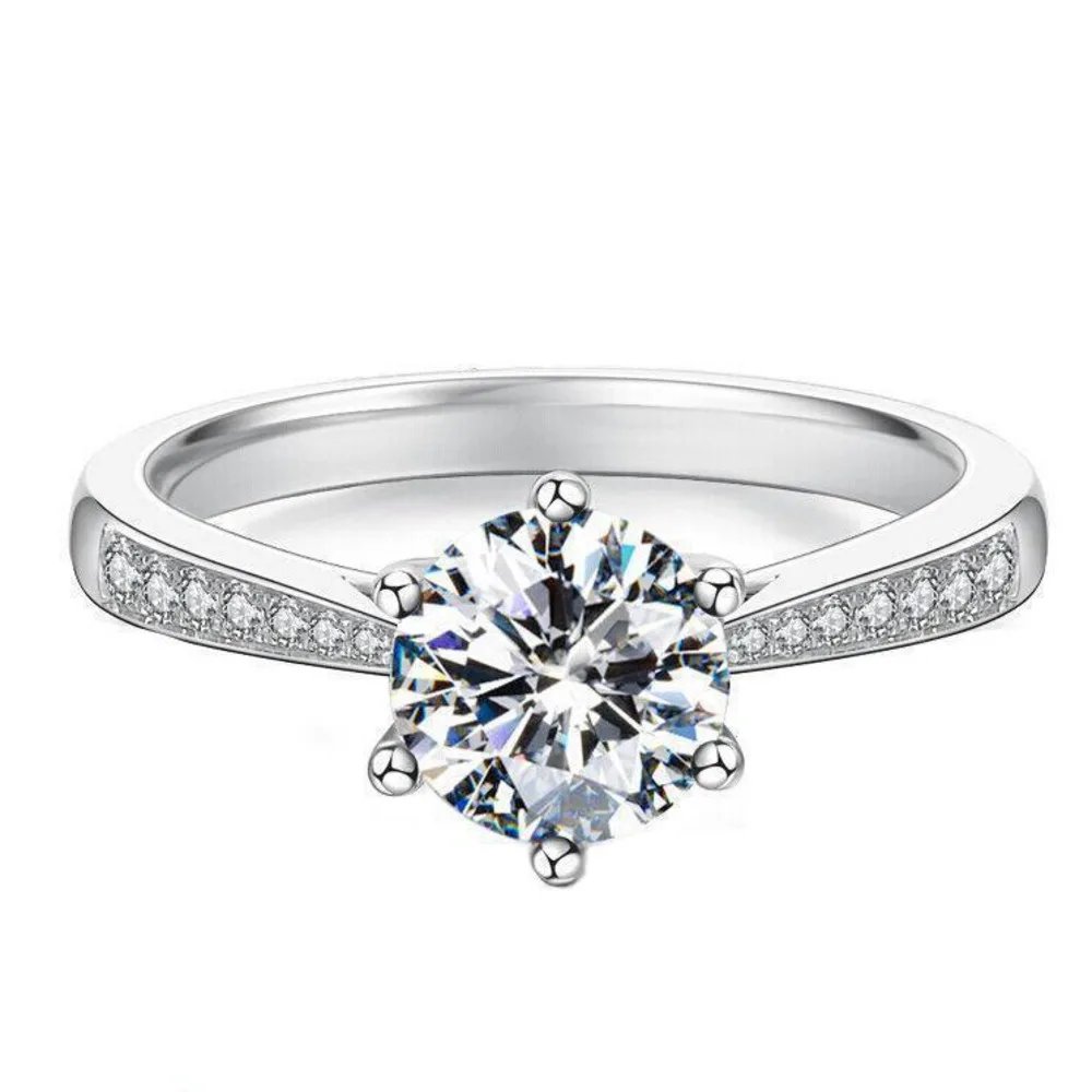 925 Sterling Silver Snowflake Halo Pave Shank Engagement Ring Round Cut D VVS1 Moissanite Fine Jewelry For Women