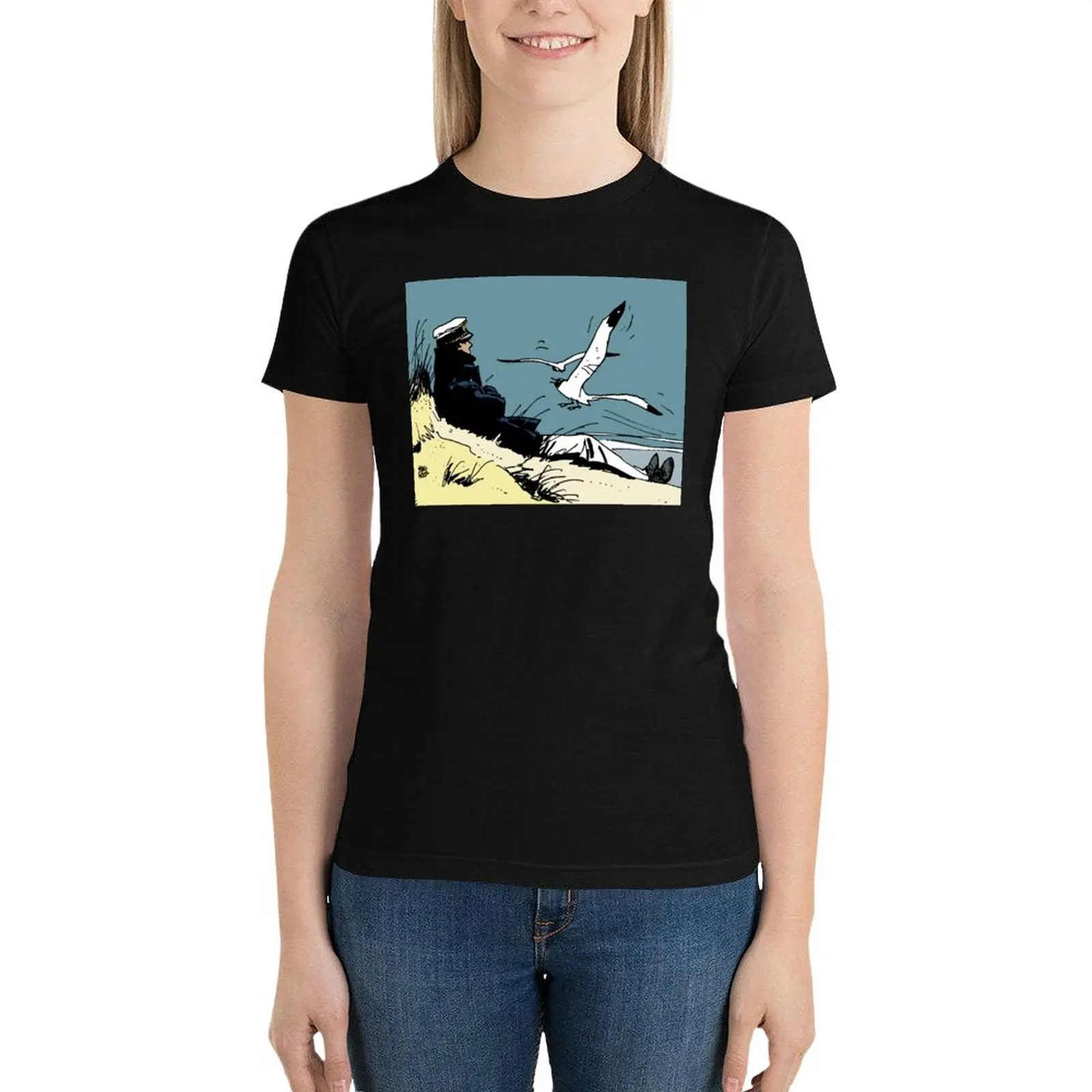 

Corto Maltese on the shore T-Shirt oversized Aesthetic clothing oversized workout shirts for Women