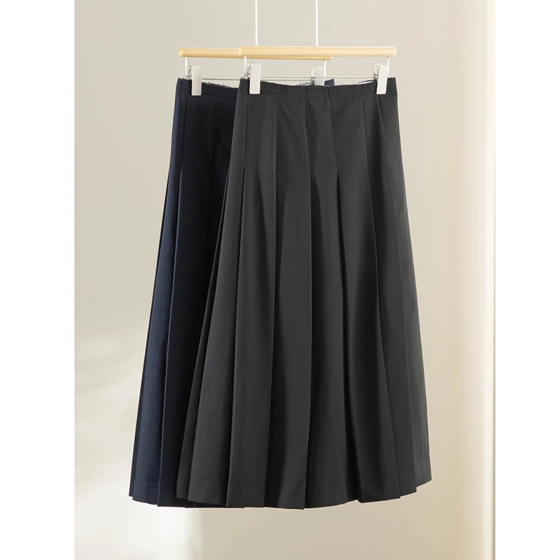 

2025 New Arrival Autumn Winter Women Casual A-line Ankle-length Skirts High Waist Good Quality Fashion Pleated Skirt Y11