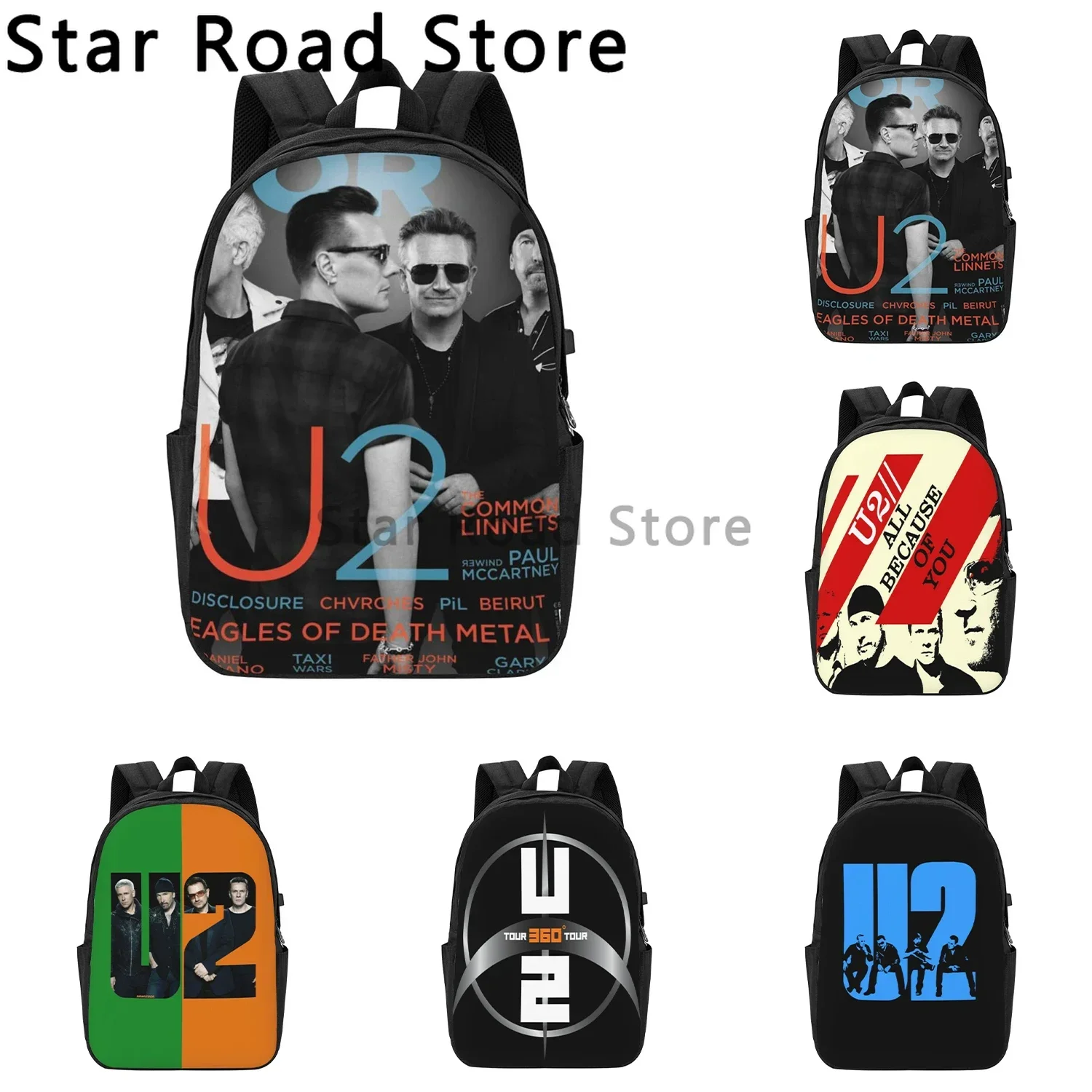 

Rock Band U2 Bono Music CD Fashion Backpack Girl School Bags Boys Teenagers Backpack Kids Rucksack Kawaii Backpack