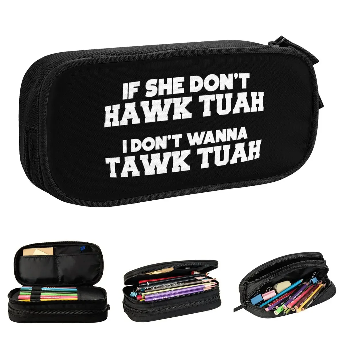 Havik Tua Tawk Tuah Grappige Meme Etui Zakje Pen Voor Meisje Jongen Grote Opbergtas Schoolbenodigdheden Geschenken Accessoires