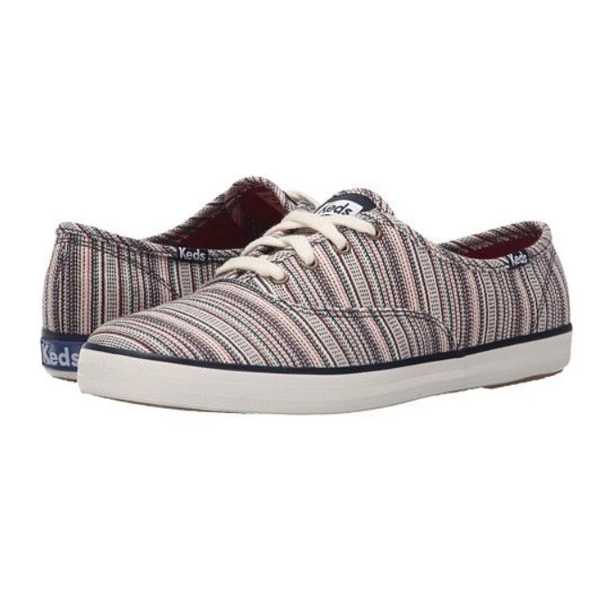 

Классические женские кеды Keds в полоску: удобные, на плоской подошве, нескользящие, износостойкие, универсальные, без шнурков, спортивные кроссовки