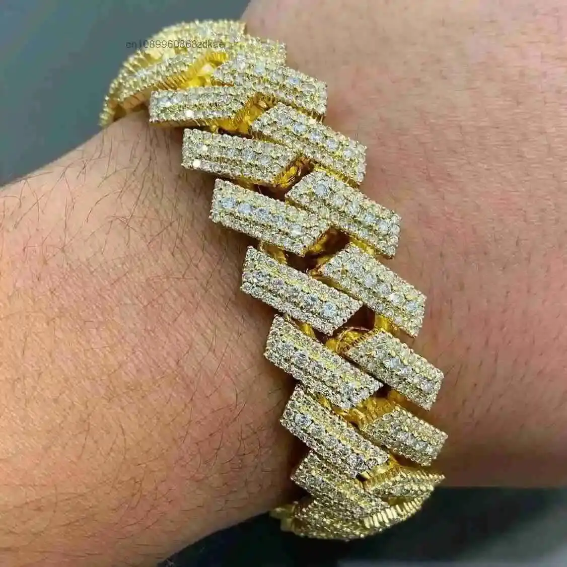 Luxury Hip Hop Iced Out Jewelry 925 Silver 20mm 3 Row Prong Setting Vvs Moissanite Men Cuban Link Chain Bracelet.