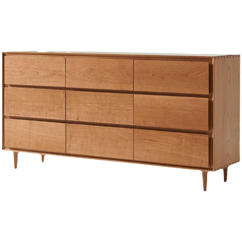 Japanese-style solid wood chest, bedroom large-capacity chest of drawers, household locker