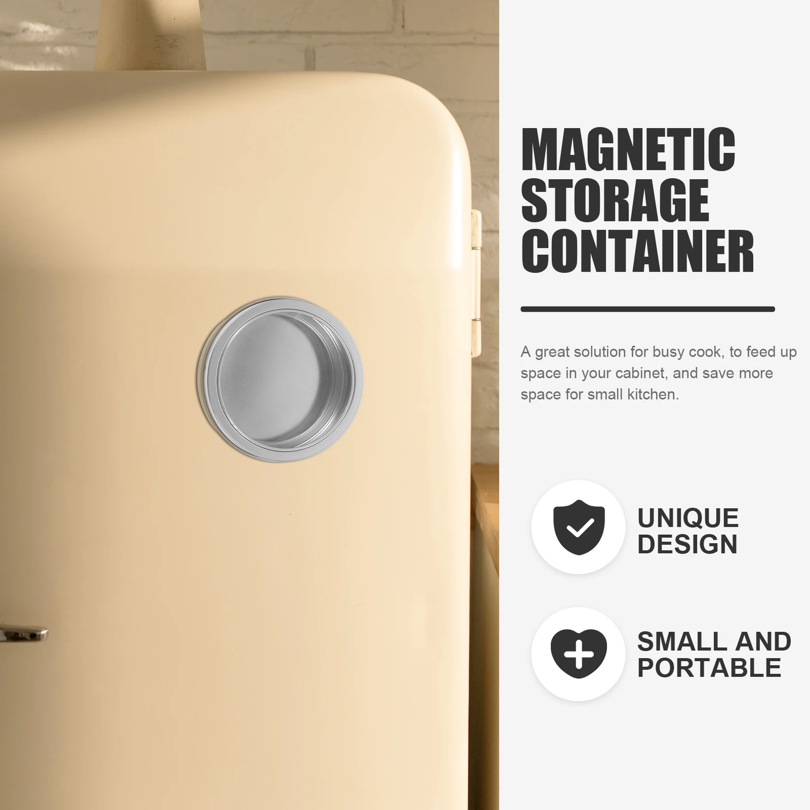 

Magnetic Storage Containers Fridge Kitchen Jars Spice Organizer Metal Cup Portable Small Objects Holder Camping BBQ