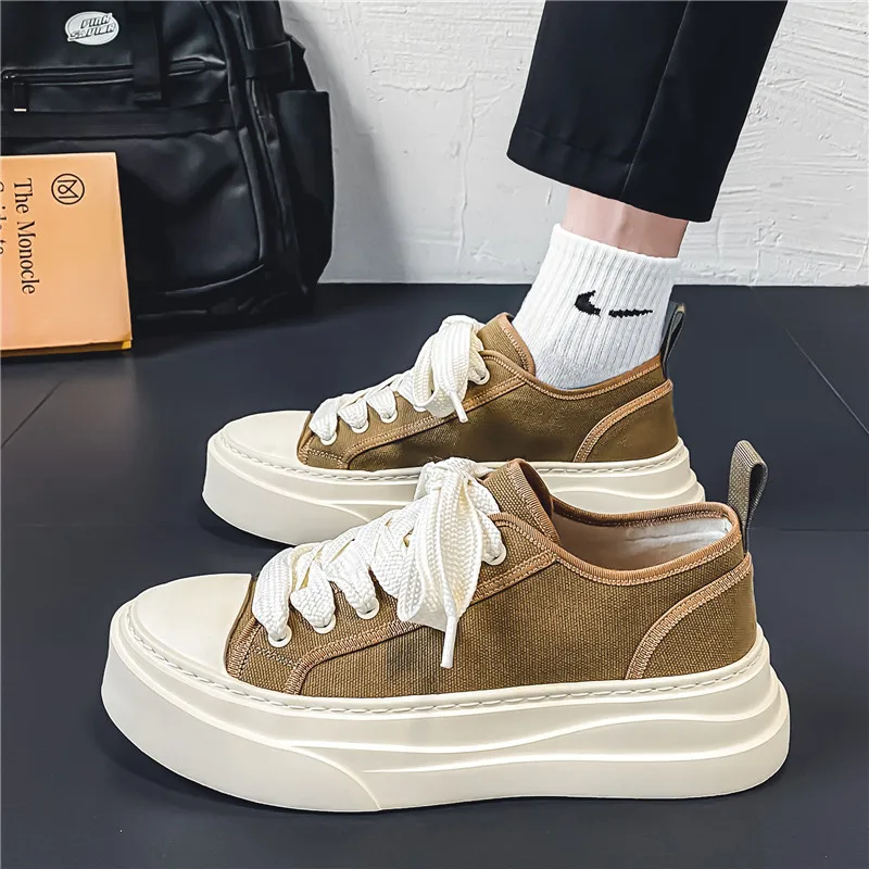 Original Men's Canvas Shoes Men Fashion Casual Breathable Platform Sneakers For Man Trend Leisure Comfortable Chunky Cloth Shoes