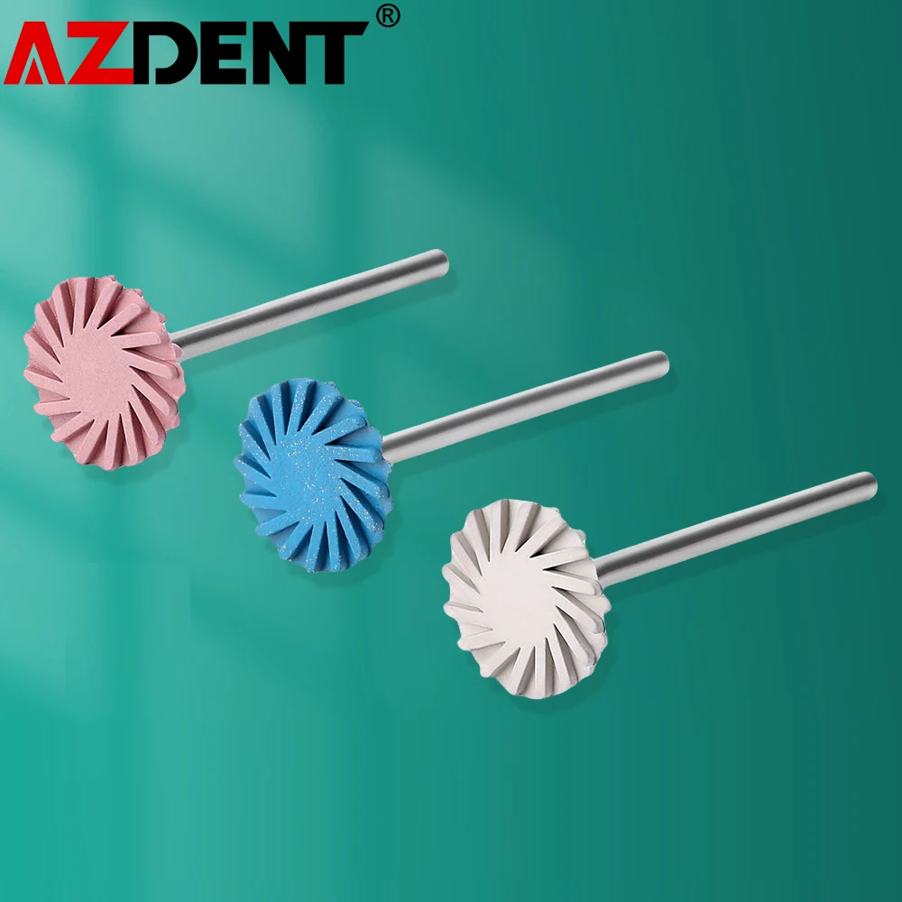 AZDENT 3pcs/Set Dental Composite Polishing Diamond HP Disc 14mm Wheel High Efficiency Teeth Whitening Diamond Polisher Lab Tools