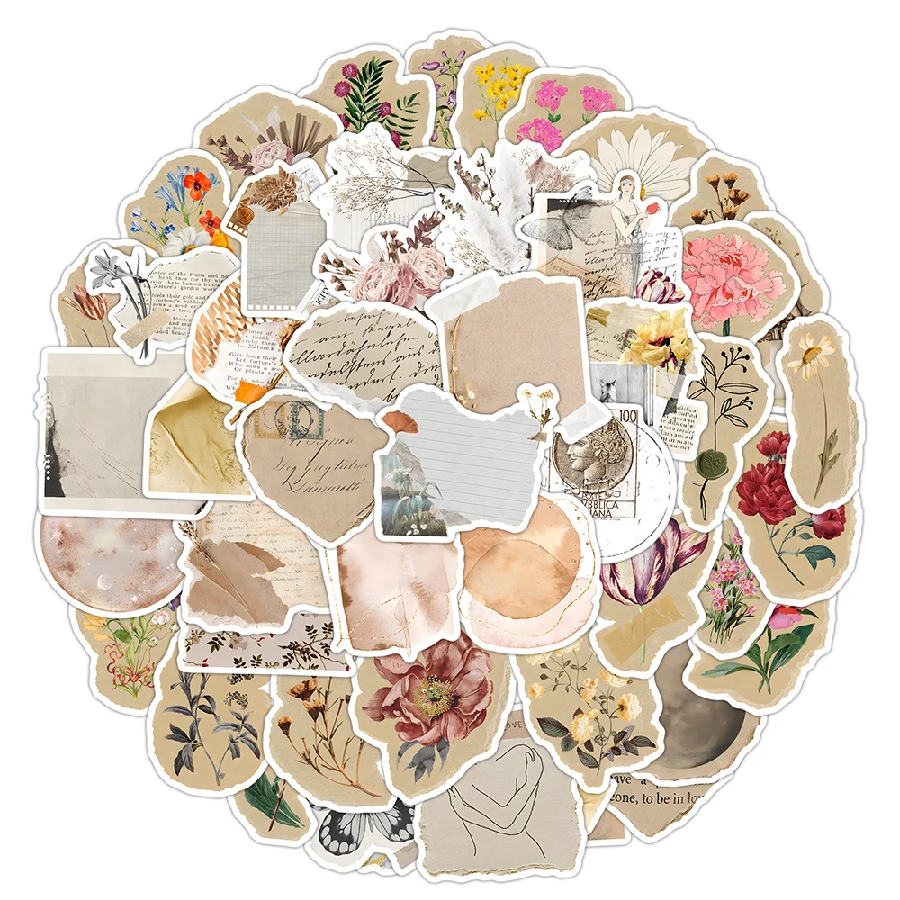 

10/30/50/100pcs Retro Art Pattern Graffiti Stickers Vintage Aesthetic Decals Decoration DIY Laptop Phone Scrapbook Sticker Pack