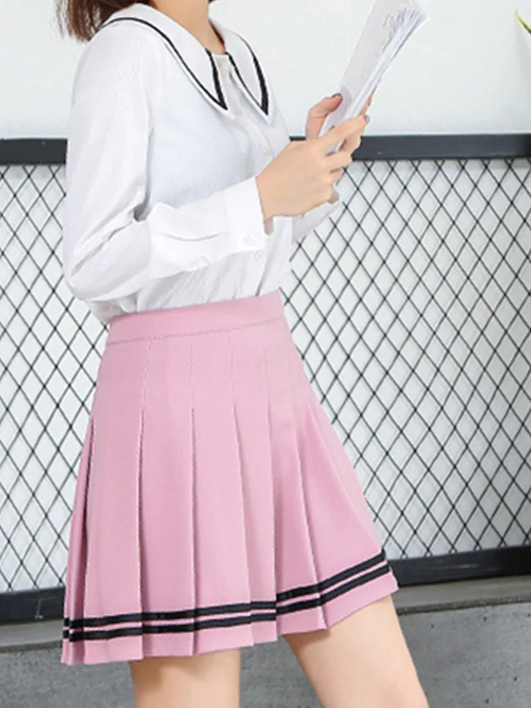 2024 high waist pleated skirts Kawaii Harajuku Skirts women girls lolita a-line sailor skirt Preppy school uniform