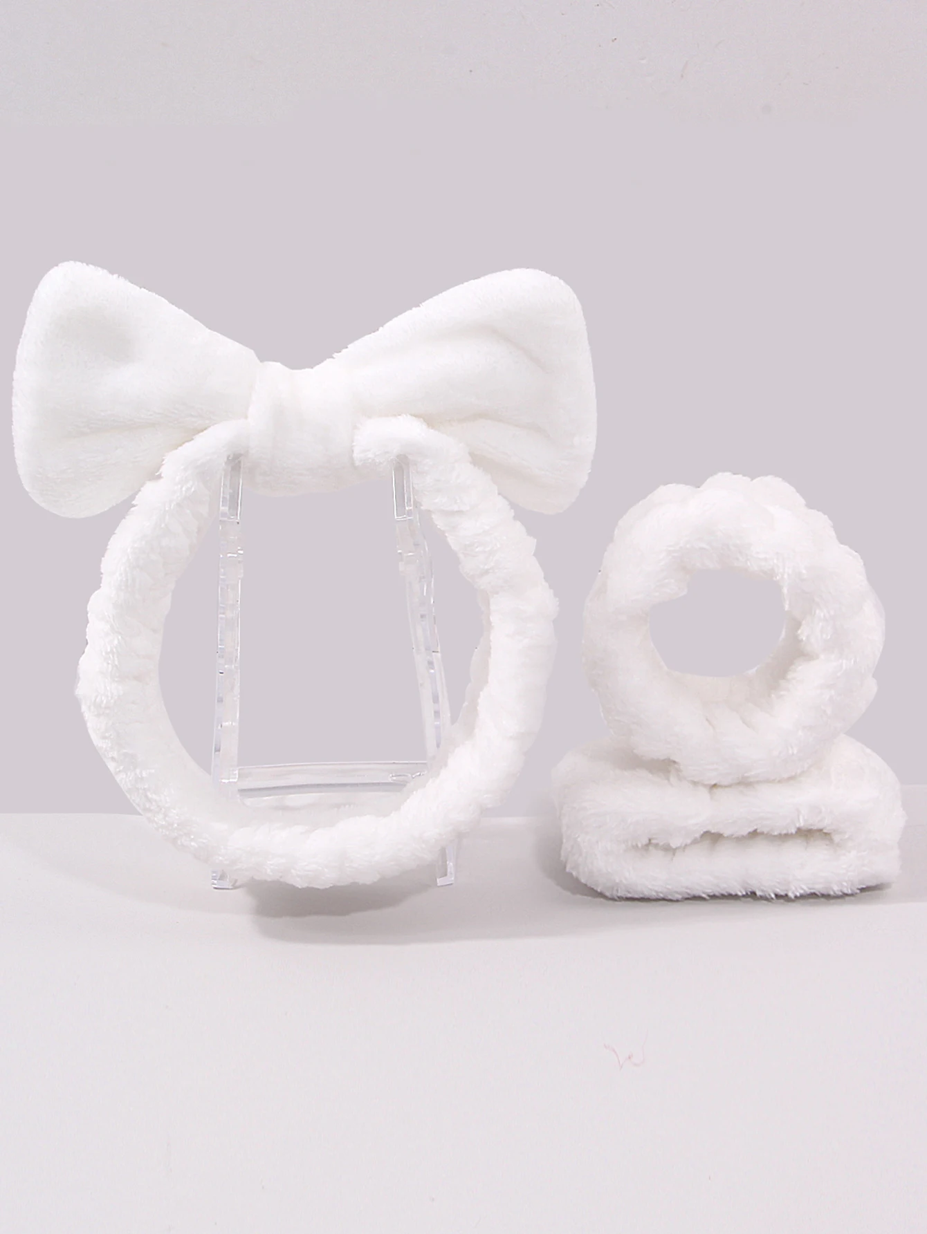 3/6-teiliges Set aus Plüsch-Haarband/Handgelenksband mit Schleife, feuchtigkeitsbeständiges Haarband für Make-up/Toilettenartikel für Männer und Frauen – Detail 5
