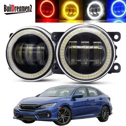 2 X samochód LED obiektyw zespół światła przeciwmgielnego 30W Angel Eye mgła dzienna reflektor do jazdy dziennej DRL 12V dla Honda Civic 2016-2021 (W tym typ R)