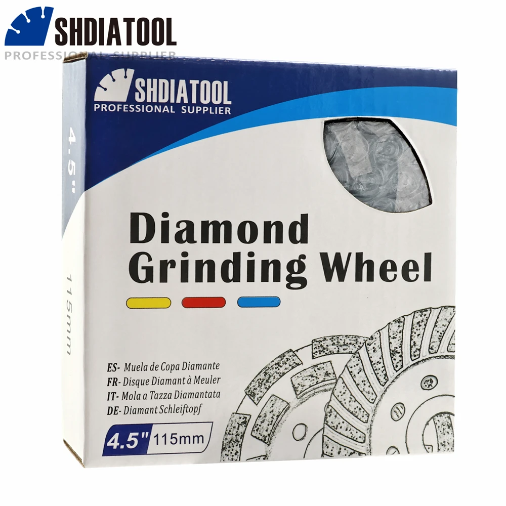 SHDIATOOL 1pc 4.5inch Diamond Grinding Wheel Granite Marble Grinder Concrete Polishing Disc Cup Wheel Bore 22.23mm Angle Grinder