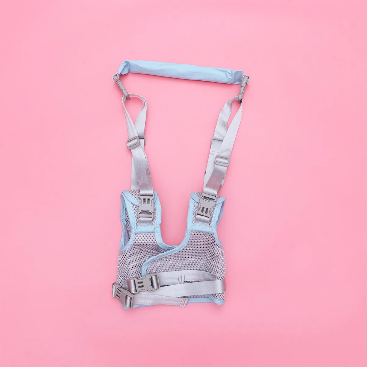 حزام مشي للأطفال قابل للفصل، حزام تعلم قابل للتعديل باللون الأزرق السماوي، حزام مضاد للضياع، مادة قطنية شبكية قابلة للتنفس للسفر #1