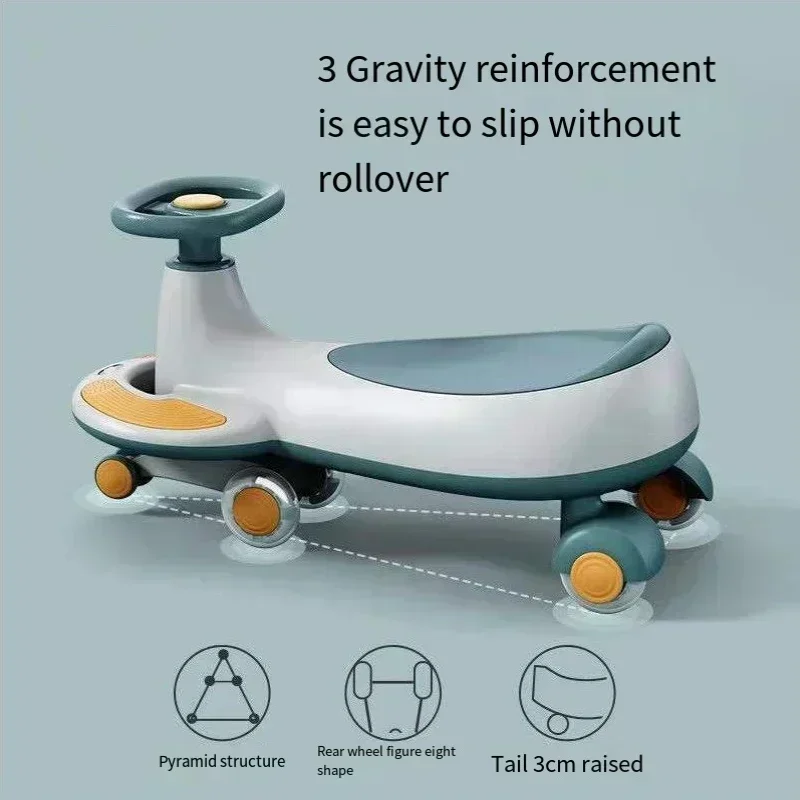 Children's Twister Car Baby Walker 1-8 Years Old Baby Twist Scooter Sliding Swing Toys Car Anti-rollover Silent Wheel Yo-yo Car