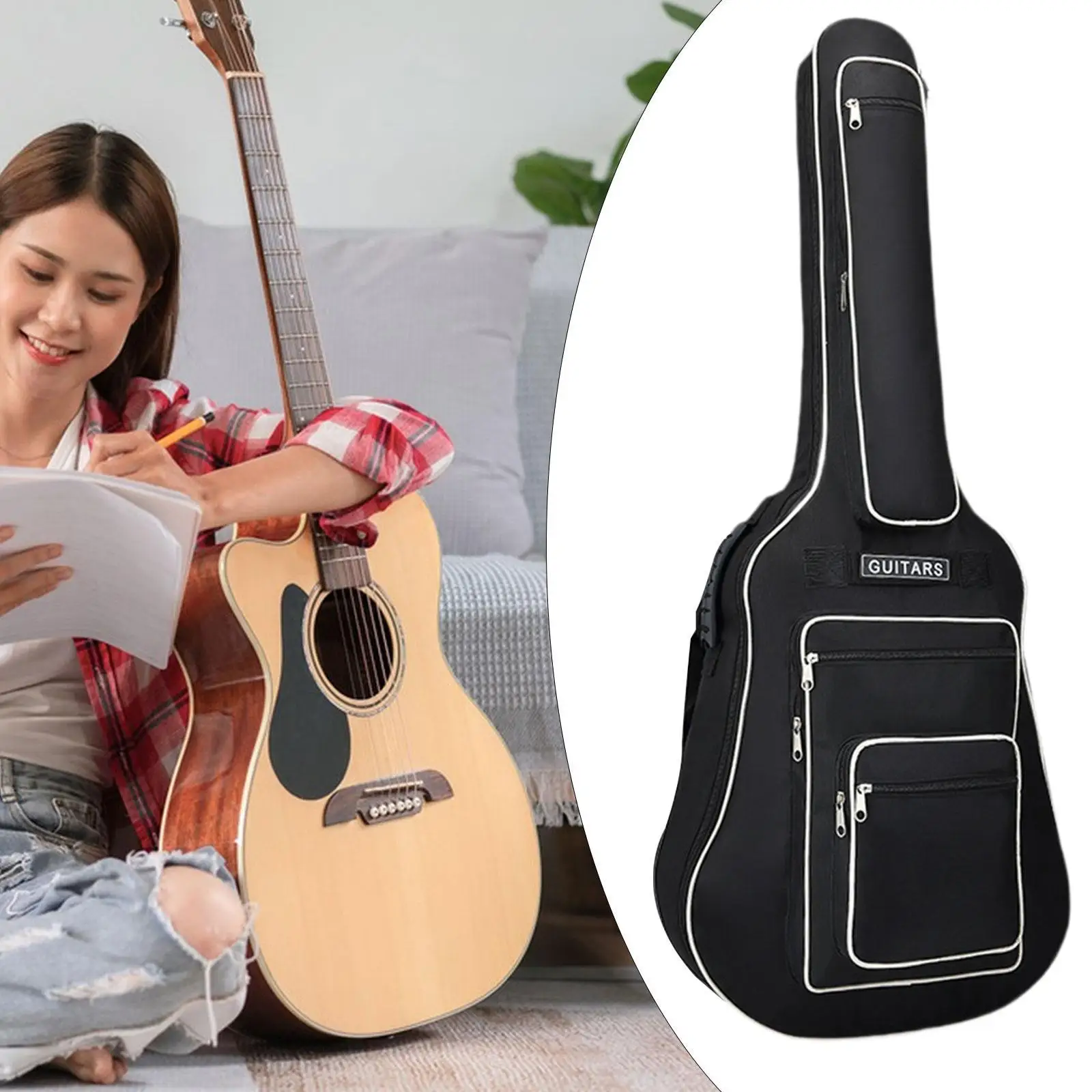 Electric Guitar Bag Carrying Bag Thick Padding Oxford with Pocket for Accessories Guitar Case Gig Bag for Classical Guitar