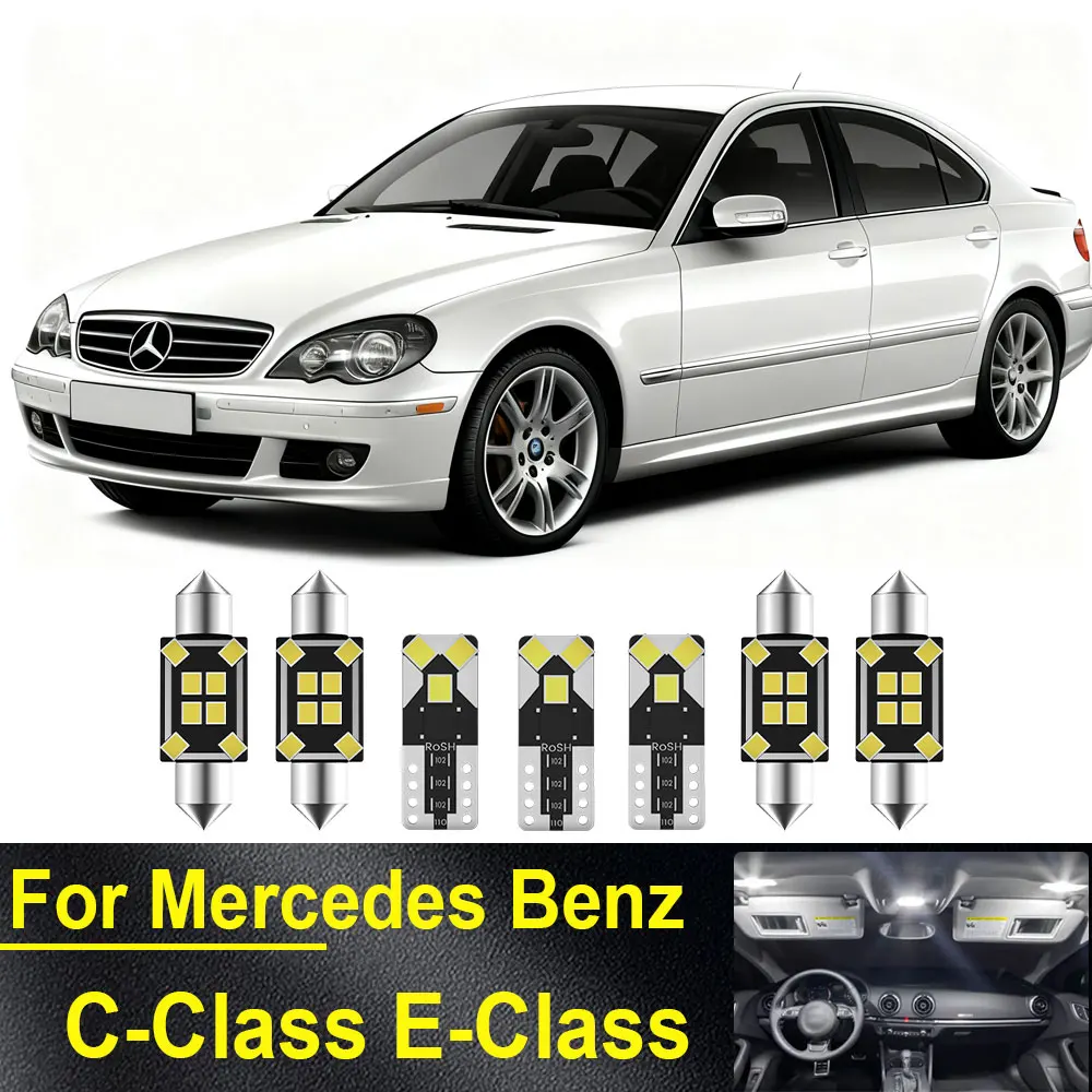 

Для Mercedes Benz C E Class W202 W203 W204 W205 W210 W211 W212 C207 A207 Комплект светодиодного внутреннего освещения Canbus Купольная лампа для чтения карт