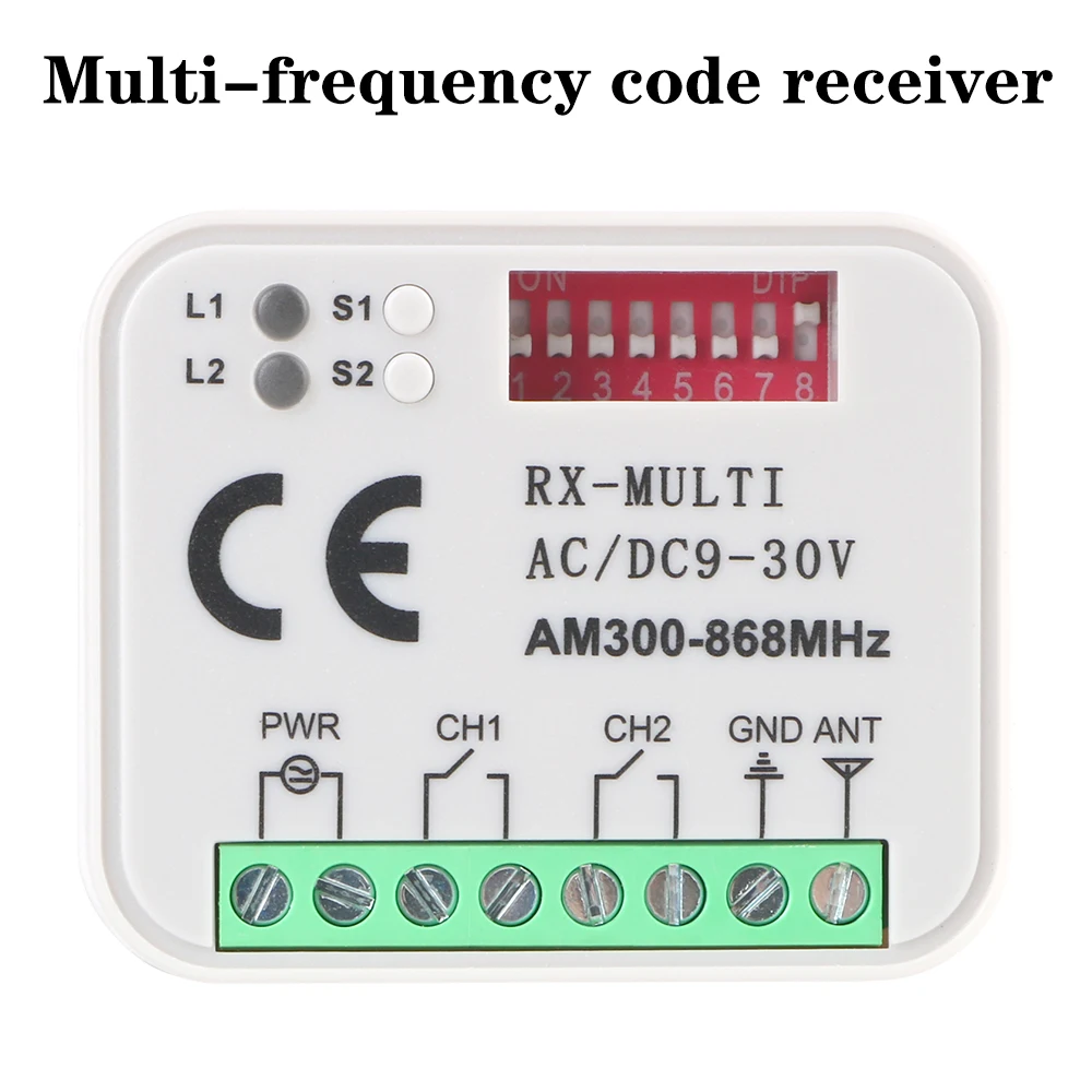 Garage Door Receiver RX Multi 300-900MHz Universal For 433MHz 868MHz Gate Remote Control Switch Module Relay AC/DC 9-30V