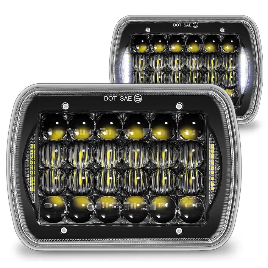 

MODS 7x6 5x7 H6054 Black LED Headlights H4 2B1 Sealed Beam Replacement Head Lamp for Jeep Wrangler YJ Cherokee XJ Chevy Express