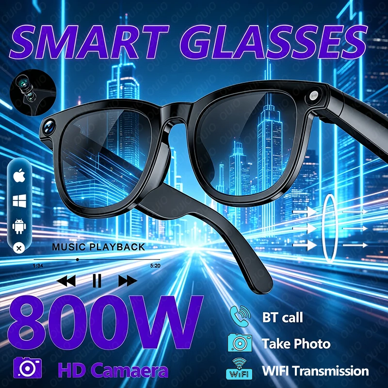 

New Smart AI Shooting Glasses AI Office Assistant AI Object Recognition 800W HD Anti-shake Camera Photo 1080P Video Smartglasses