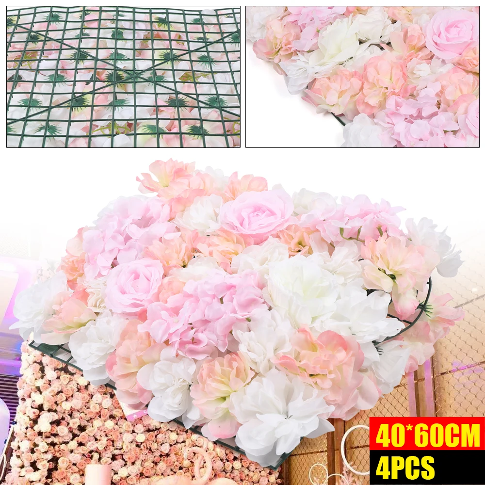 

4 Pcs 3D Floral Wall Artificial Silk Flower Wall Panel Wedding Photography Venue