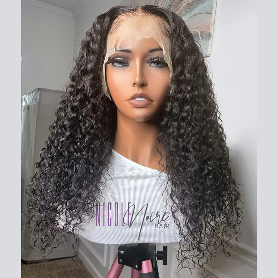 

26inch Natural Black 180Density Soft Kinky Curly Long Deep Lace Front Wig Glueless For Women With Baby Hair Preplucked Daily