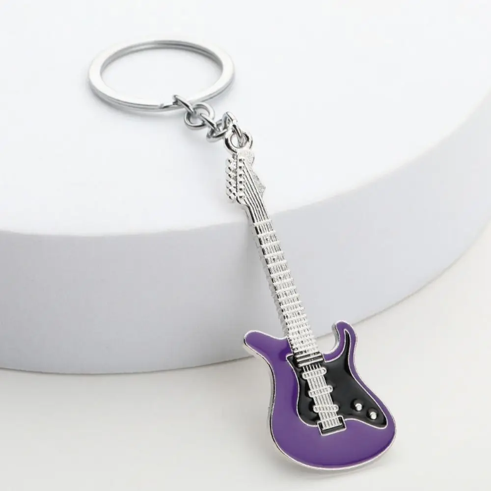 

Simple Zinc Alloy Guitar Keychain Musical Elements Portable Bag Pendant Bass Music Lovers Gift Couple