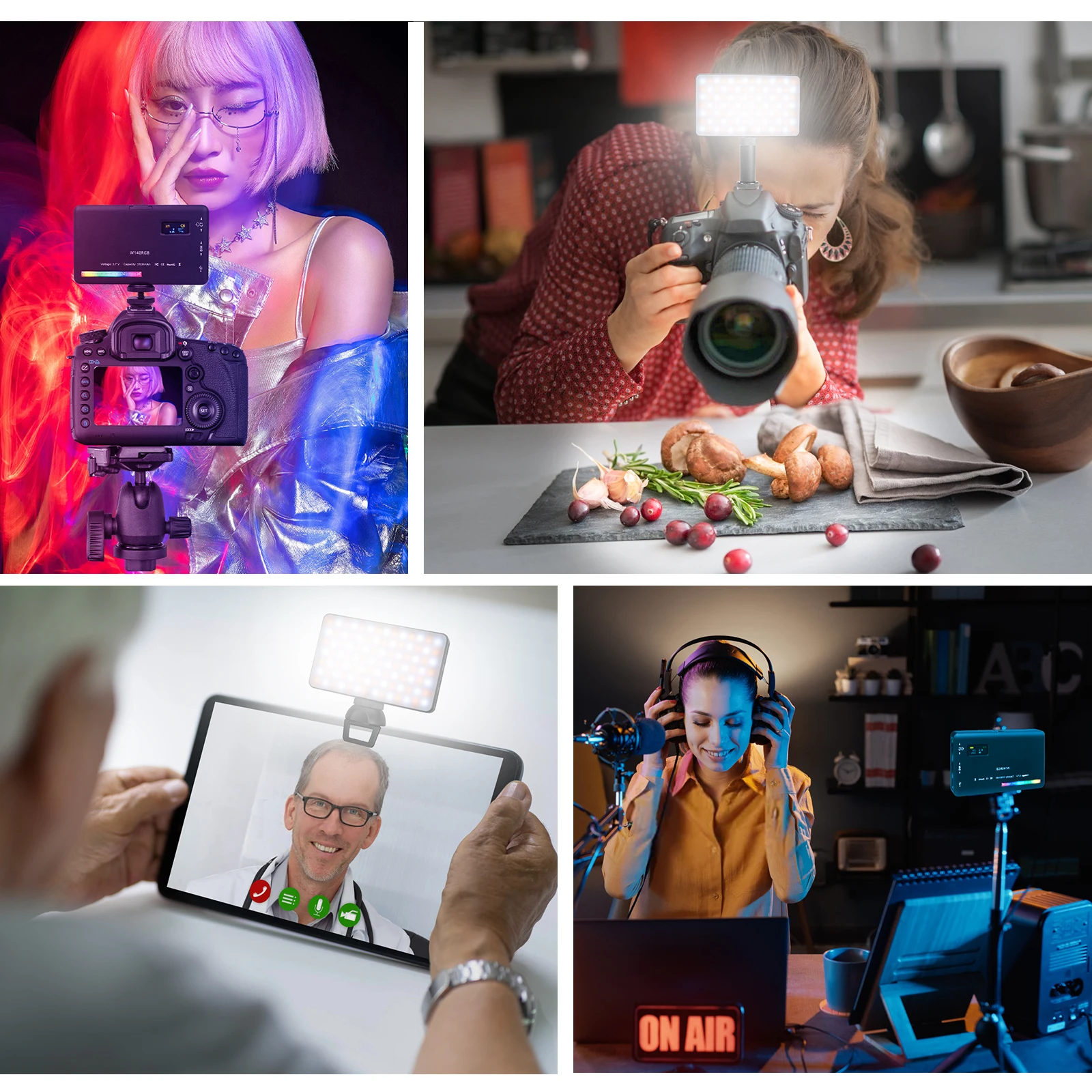 W140ไฟ LED RGB แฟลชวิดีโอสีเต็ม2500 9000K8W 3100มิลลิแอมป์ต่อชั่วโมง