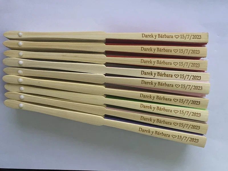 20pcs Personalized Engraved Silk Hand Fan Wedding Fold Fan Vintage Fans Customized Wedding Favor