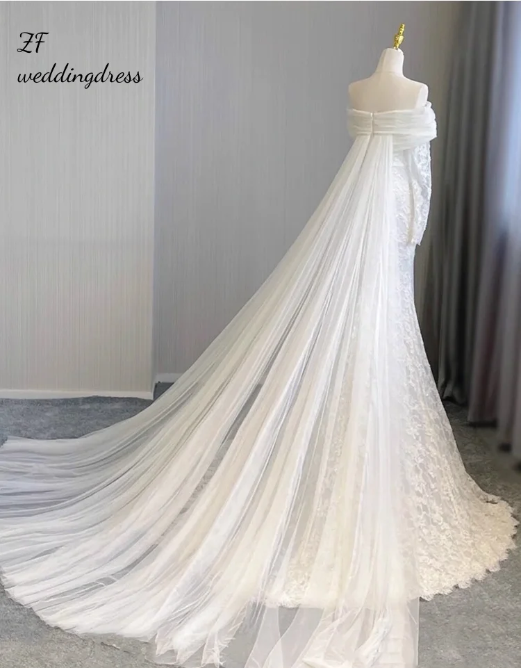 

Customized fishtail lace light wedding dress for the bride, with a high-end and simple one-shoulder wedding welcome and exit gau