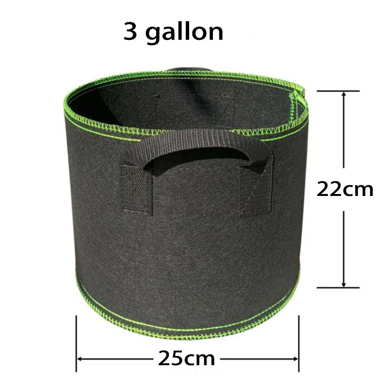 1/3pcs 3 Gallon Plant Grow Bags Garden Tools Fabric Pot Jardim Home Gardening Flowers Plant Growing Grow black or green B3