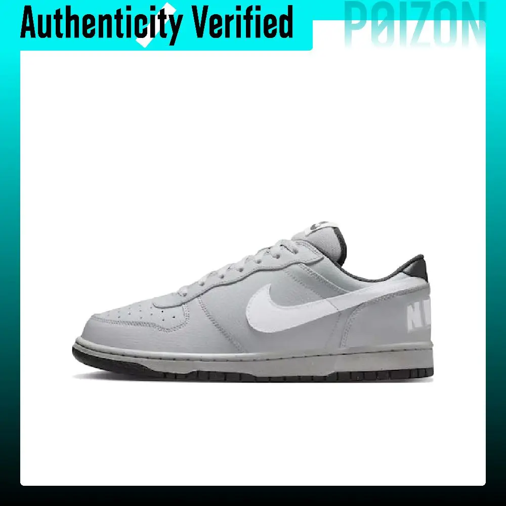 Nike Big Leather Comfortable Low top Skateboard Shoes Men's Gray 355152-017