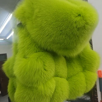 Real Fox Fur Vest Women's Genuine Silver Fox Short Jacket Sl...