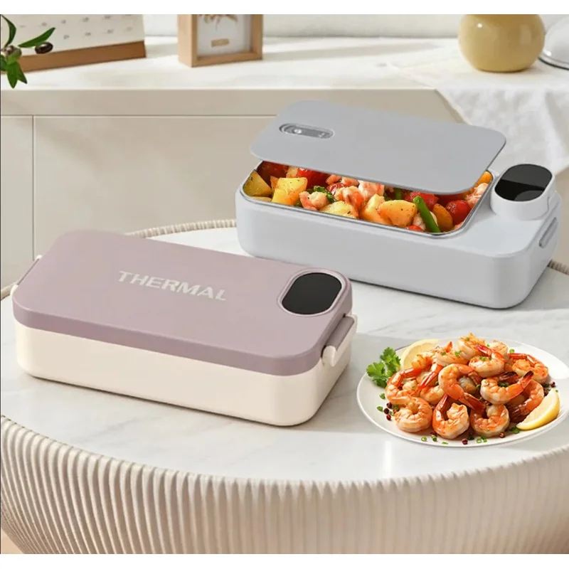 Boîte à lunch chauffante portable en acier inoxydable 304, alimentée par USB, conception sans ajout d'eau, pour le bureau, la voiture et les repas en déplacement