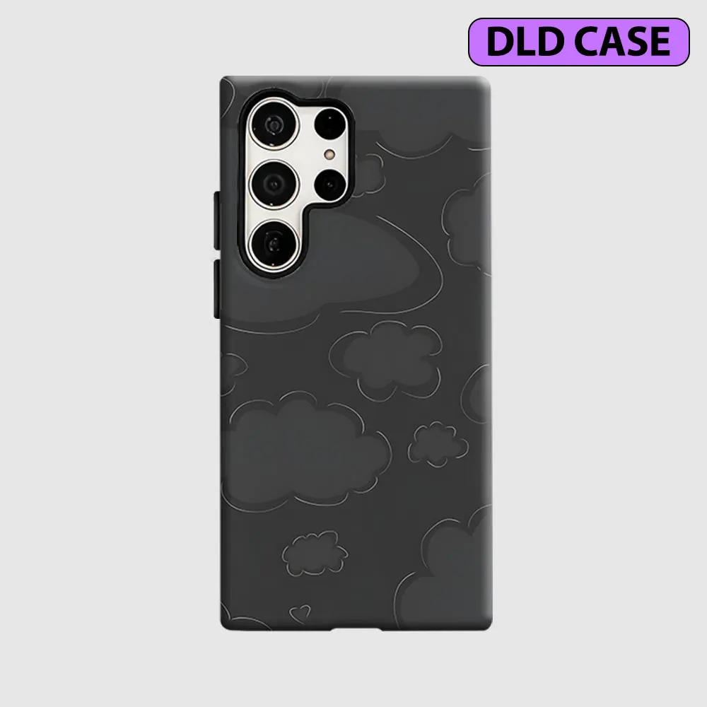 Dark Gray Clouds Case for Samsung Galaxy S26 S25 S24 S23 Ultra Drop Resistant Glossy 2 in 1 Solid Dual-Layer Cover