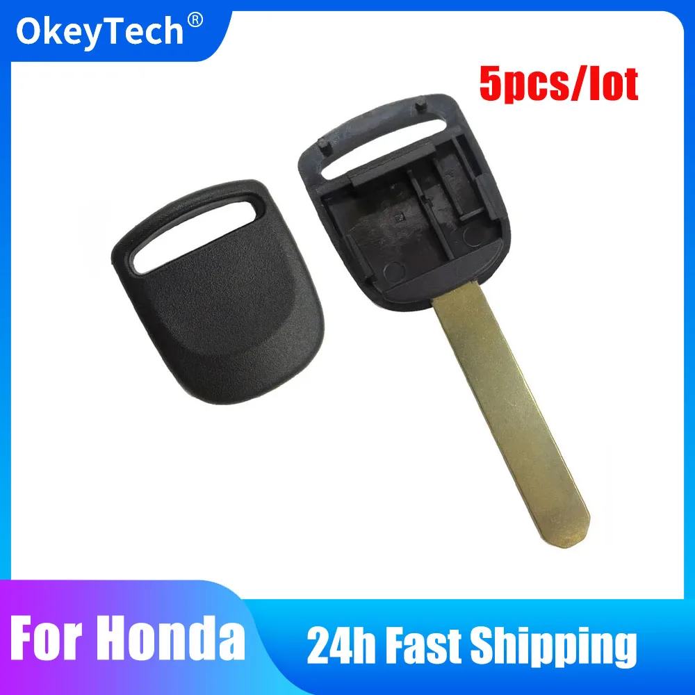 

OkeyTech 5pcs/lot Transponder Car Key Shell Auto Ignition Cover Case Uncut Blade for Honda CR-V XR-V Accord Civic Jade CRV Pilot