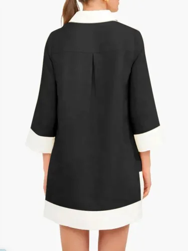 Imagen 2 del producto Yeezzi mujeres camisas vestido 2025 nueva primavera manga larga moda contraste Color bolsillos abotonado elegante fiesta noche Mini vestidos