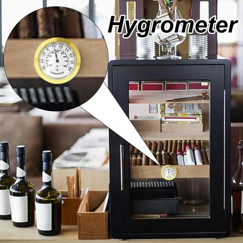 Round Humidor Hygrometer High Precision Analog Humidity Sensor Hygrometer Monitor for Humidor Cabinet Care Hygrometer