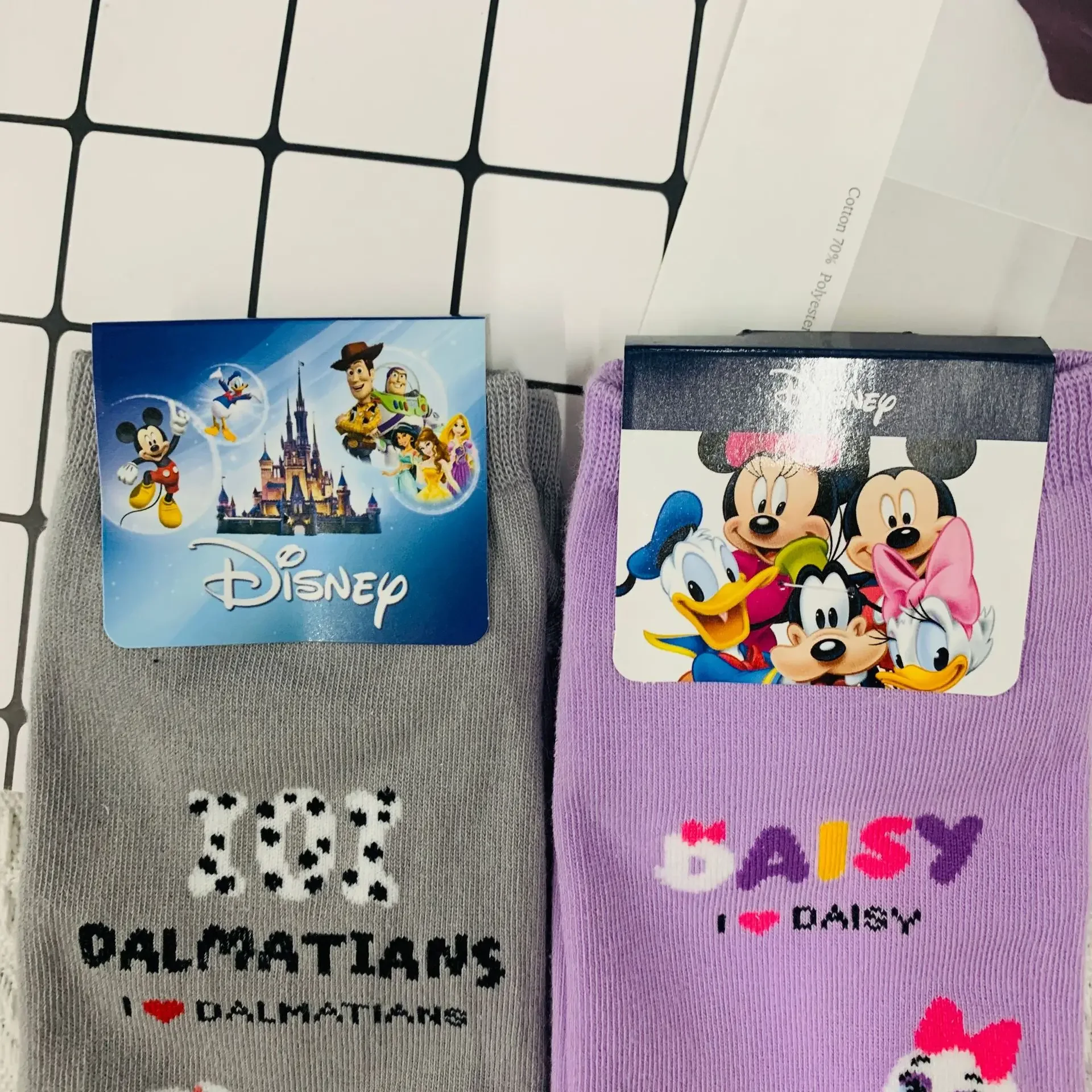 Calcetines cortos de algodón con dibujos animados de Disney para niña, medias de tubo con dibujos animados de Mickey y Minnie, novedad