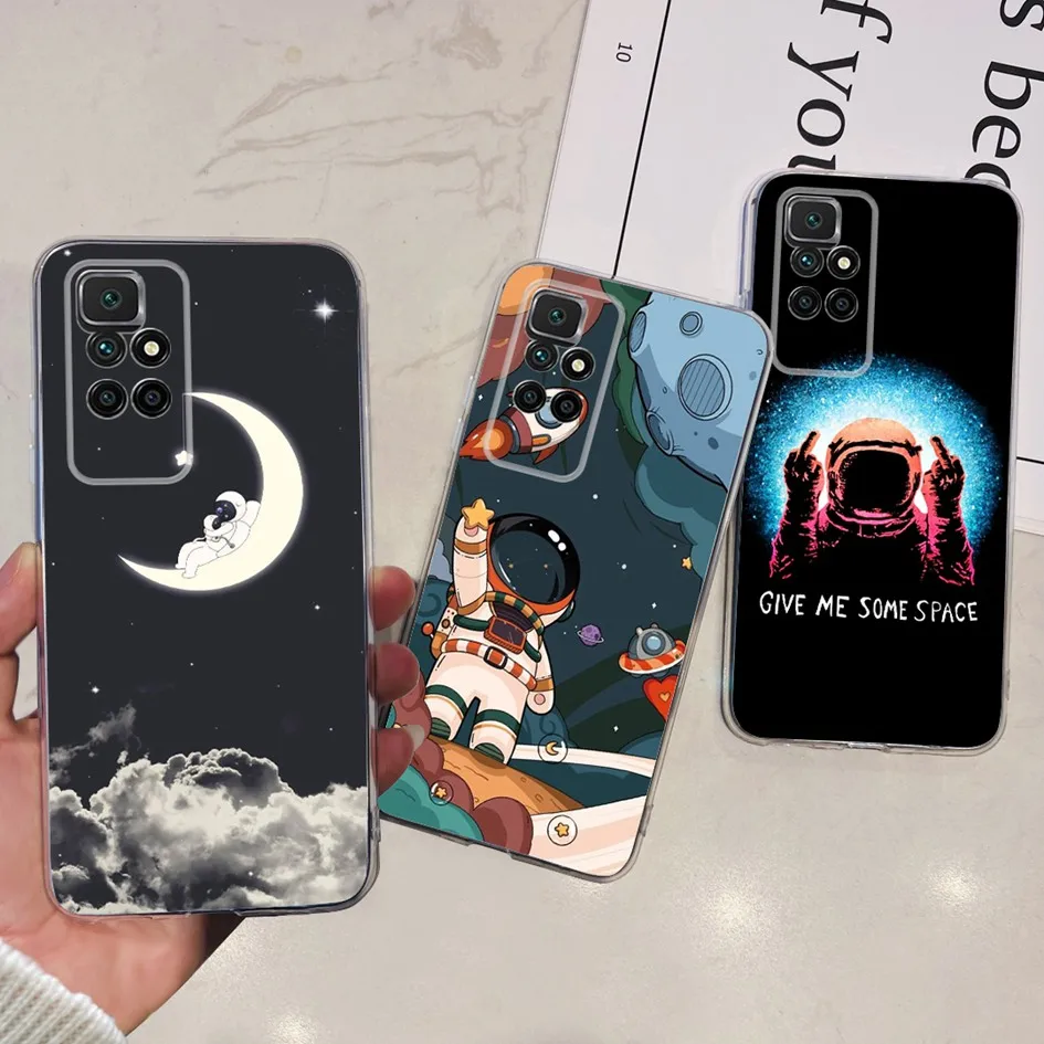 For Xiaomi Redmi 10 Prime 2022 Case Lovely Astronaut Transparent TPU Soft Silicone Phone Cover For Xiaomi Redmi 10 Funda Redmi10