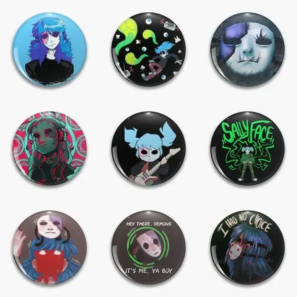 Sally Face Sal Fisher Sf Sallyface Super Hey Soft Button Pin Customizable Jewelry Cartoon Brooch Gift Decor Clothes Creative Hat