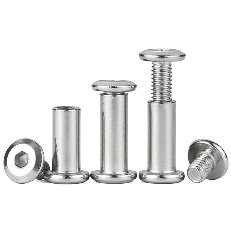 304 Stainless Steel Hexagon Socket Screw Locking Splint Screw Nut Combination Album Butt Account Book Nail Edge Chamfer M3~M10