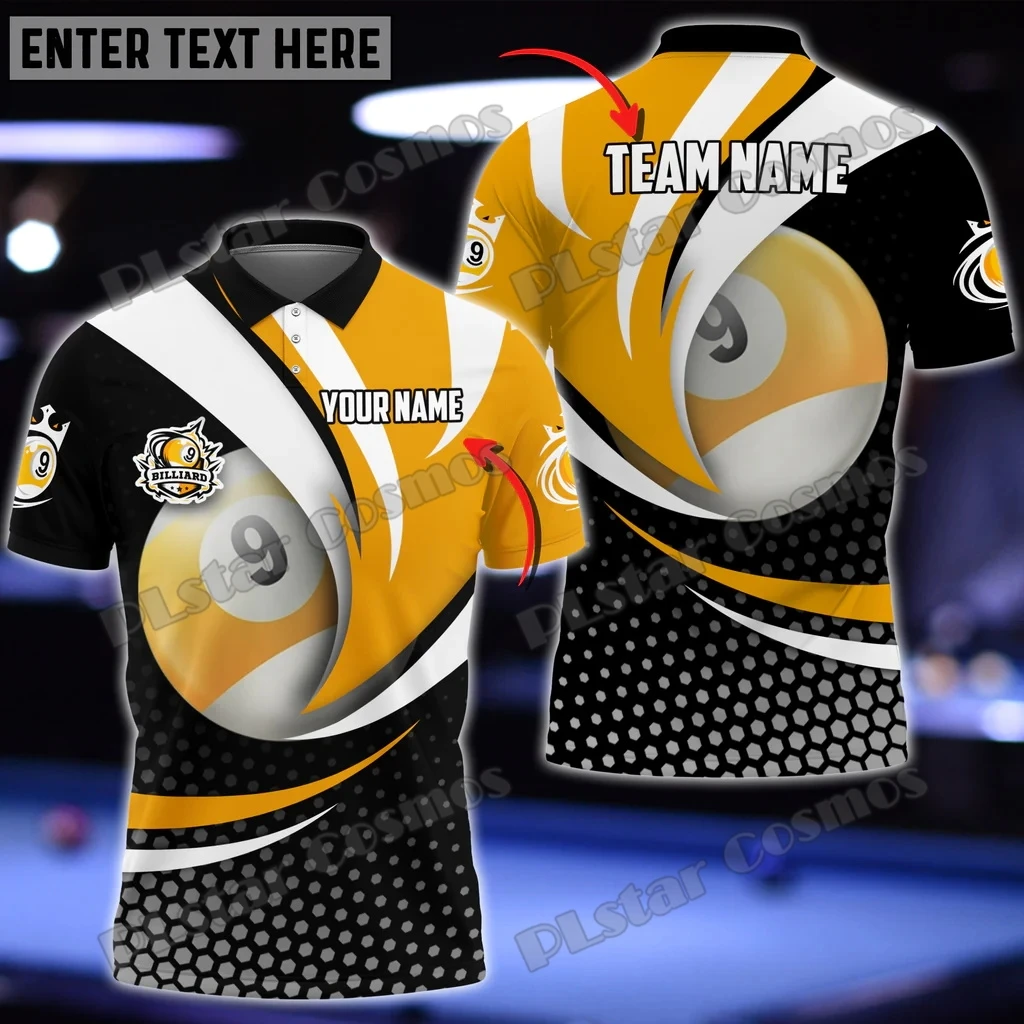Billiard Ball 8 Personalized Name 3D Printed Men's Polo Shirt Summer Unisex Casual Polo shirt Gift For Billiard Players WK152