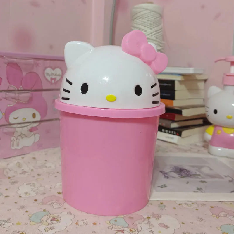 Cute Sanrio Desktop Can Hello Kitty Trash Kawaii Cartoon Anime Office Living Room Desktop Small Size Trash Storage Toy Girl Gift image 5
