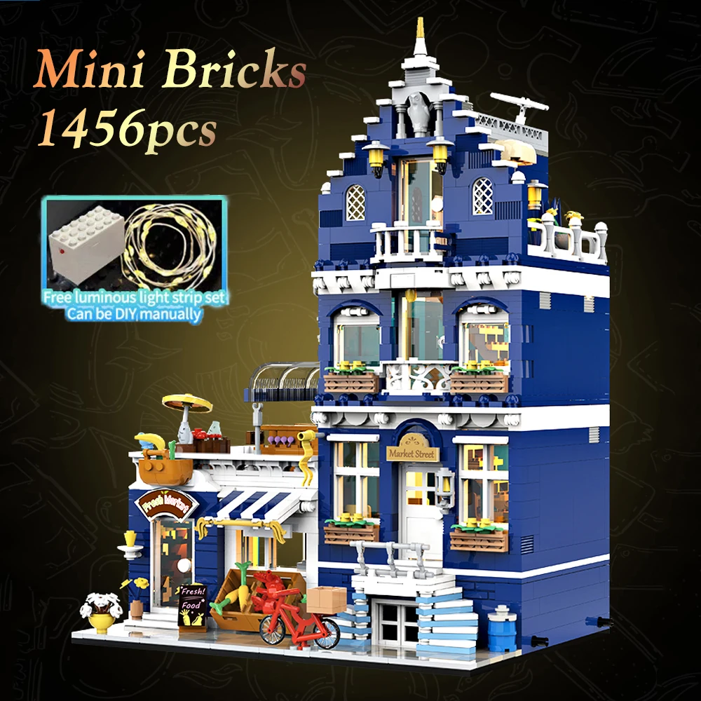 

JQ10002 Creative Expert Street Views European Market Street 1456pcs Mini Bricks Modular Model Building Blocks Gifts Decoration