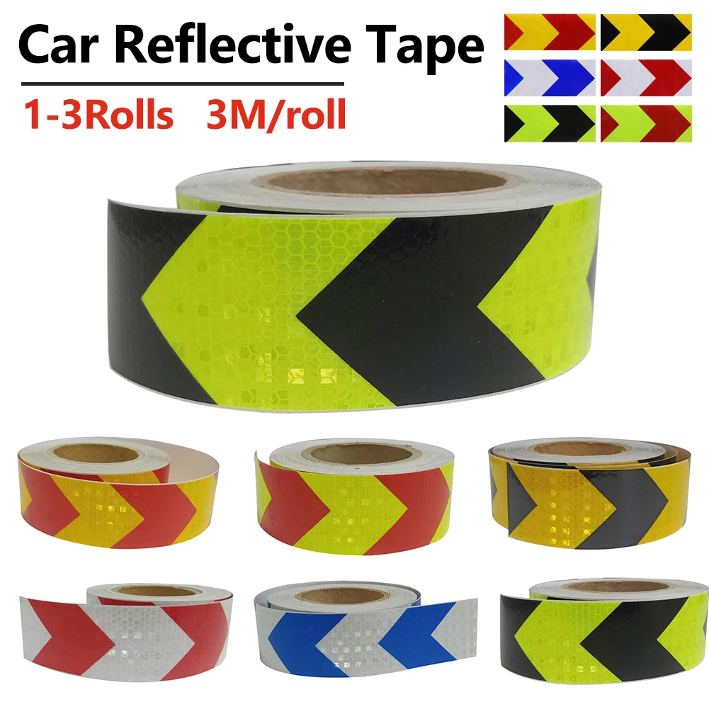 3M Car Reflective Tape Auto Safety Warning Mark Tape High Intensity Reflective Strip Waterproof Arrow Sticker For Car Truck Moto