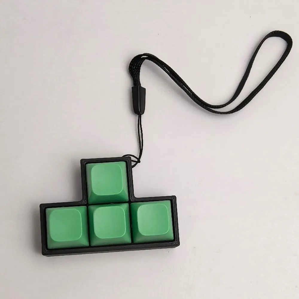 New T-shaped Fidget Keychain 4 Keys Button Relief Stress Clicker Toy Pass The Time Keycap Pendant for Adults