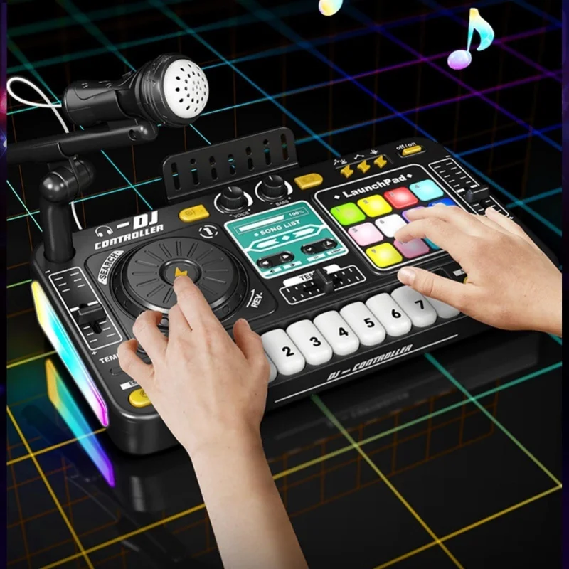 

DJ Mixer With Light Songs Effects Electronic Music Controller Mixing System Compatible With Mobile Phone And Microphone